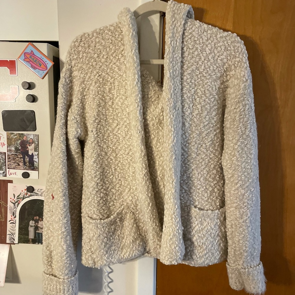 Free people fuzzy cardigan cream large